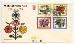 Germany, Berlin 1974 FDC Scott 9NB110-9NB113 Seasonal Flower Bouquets - Spring, Summer, Fall, Winter - 1971-1980