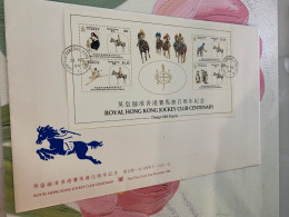 Hong Kong Stamp FDC Horse Race 1984 Nurse Wheelchair Basketball Penguin Ballet - Cartas & Documentos