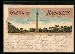 Lithographie Hannover, Das Waterloo-Denkmal  - Hannover