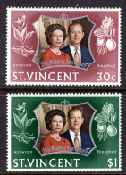 ST VINCENT - 1972 ROYAL SILVER WEDDING SET (2V) FINE MNH ** SG 352-353 - St.Vincent (...-1979)