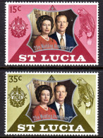 ST LUCIA - 1972 ROYAL SILVER WEDDING SET (2V) FINE MNH ** SG 343-344 - Ste Lucie (...-1978)