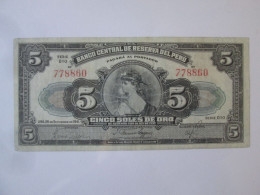 Rare! Peru 5 Soles De Oro 1941 Banknote,see Pictures - Pérou