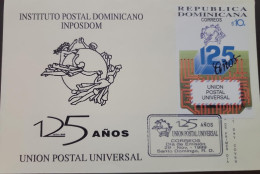 P) 1999 DOMINICAN REPUBLIC, 125TH ANNIVERSARY UNIVERSAL POSTAL UNION, INPOSDOM, FDC XF - República Dominicana