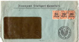 L76684 - Deutsches Reich - 1923 - 3@20.000M/30Pfg MiF (teils Mgl) A FensterBf CANNSTADT - Servizio