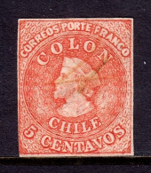 Chile - Scott #3 - Used - 3 Margins, Subtle Vertical Crease - SCV $67 - Cile