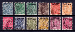 Burma - Scott #1//12 - Used - Short Set - SCV $6.85 - Burma (...-1947)