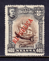 Nyassa - Scott #88 - Lisbon Surcharge - MH - Some Soiling, Sh. Perfs - SCV $5.00 - Nyassaland