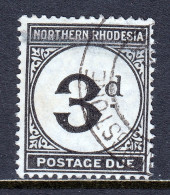 Northern Rhodesia - Scott #J3 - Used - Ink Smear At Top - SCV $27 - Rhodésie Du Nord (...-1963)