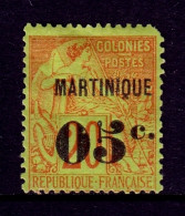 Martinique - Scott #13 - MH - Thin Speck, Hinge Crease, Rnd. Cnr. UR - SCV $28 - Neufs