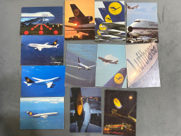 Lot Of 12, Plane, Airplanes, AVIONS - Lufthansa Airline, LUFTHANSA B 727 737 747 Advertising Official Postcard - 1946-....: Moderne