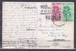 Postkaart Van Venezuela Naar Liege Met Langstempel Vielsalm - Linear Postmarks