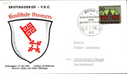 RFA Poste Obl Yv: 295B Mi:425 Bremen Rathaus (TB Cachet à Date) Fdc Bonn 17-5-65 - 1961-1970