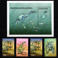 Tansania 3817-3820 Und Block 506 Postfrisch Dinosaurier #JA094 - Tanzania (1964-...)