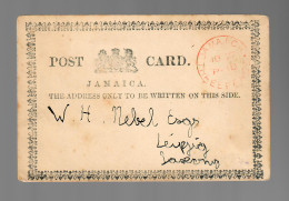 Post Card Threepence 1877 To Leipzig/Germany - Jamaique (1962-...)