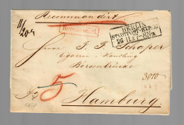 Preussen/Berlin, Einschreiben 1858 Stadtpost Nach Hamburg - Autres & Non Classés