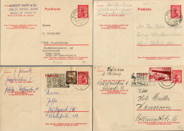 7x P34I+II Ganzsachen 1950-54 St. Wendel, Nalbach, Saarbrücken, Eilbote/Luftpost - Storia Postale