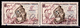 AOF Poste Obl Yv:49 Mi:66 Chasse & Peche Paire (cachet Rond) - Used Stamps