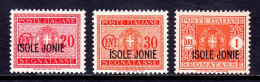 Ionian Islands - Scott #NJ2, NJ3, NJ4 - MH - SCV $9.75 - Isole Ionie