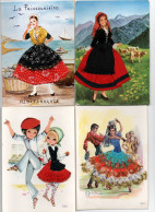 4 Cartes Postales De Collection . Costumes  . Brodée - Colecciones Y Lotes