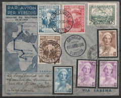 L. Par Avion "Semaine Du Souvenir" Affr. N°412+417+414x2 + PA3 Càd "SEMAINE DU SOUVENIR /29-8-1936/ OSTENDE" Pour E/V Vi - Lettres & Documents
