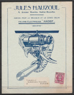 Carte-pub Palans électriques HADEF / HAUZOUL Affr. N°273 (PREO) Houyoux 5c BRUXELLES/1929/BRUSSEL Pour Verreries Et Gobl - Typografisch 1922-31 (Houyoux)