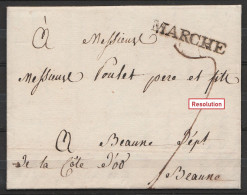 L. Datée 8 Février 1817 De HAVELANGE Pour BEAUNE Côte D'Or - Griffe "MARCHE" - Port "7" - 1815-1830 (Période Hollandaise)