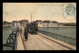 62 - ETAPLES - TRAMWAY SUR LE PONT - CARTE COLORISEE - VOIR ETAT - Etaples