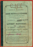 Caisse Nationale D'Epargne De Dijon (21) - Livret National N°70-85394 Du Département De Haute-Saône - 1929 à 1953 - Non Classés