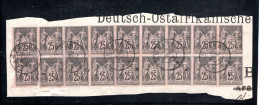 1892 , Sage 25 C, 18 Timbres , Avec Bloc De 10 , Claire " ZANZIBAR-26.Mars 92 "sur Fragment  Dt.Ostafrik.  #1718 - Usati