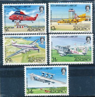 TIMBRE  ZEGEL STAMP ALDERNEY AVION AVIATION HELICOPTERE 18-22  XX - Alderney