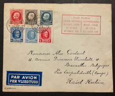 Lettre Poste Aérienne "Raid Rubin" Affr. Petit Montenez 212+214+215 OBP + Houyoux OBP 206+207+256 + PA Congo Belge - 1915-1920 Albert I.