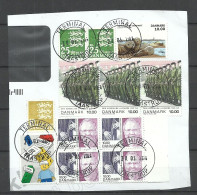 Denmark Briefstück O 2024 Taastrup = Cover Out Cut With 12 Stamps - Military Seal Music Coat Of Arms Lego Etc. 150 DKR - Gebruikt