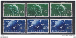 SVIZZERA:  1949  U.P.U. -  2  VAL. US. -  RIPETUTI  3  VOLTE  -  YV/TELL. 474 + 476 - Oblitérés