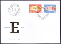 Switzerland 1969 FDC, Europa C.E.P.T. Letters Forming A Temple - 1969