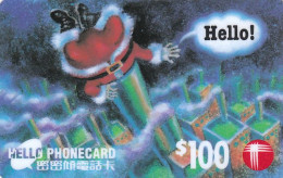 HongKong Telecom, Hello Card, Christmas 1994, Santa In Chimney - Hongkong