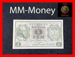 SWEDEN  5 Kronor  1948   P. 41  *commemorative 90th Birthday Of King Gustav V*    XF - Schweden