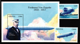 Ghana 1779 Und 1780 Und Block 214 Postfrisch Zeppelin #HP098 - Ghana (1957-...)
