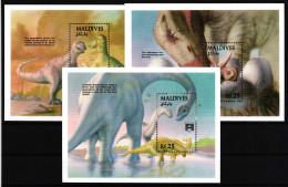 Malediven Block 238-240 Postfrisch Prähistorische Tiere Dinosaurier #HR203 - Maldivas (1965-...)