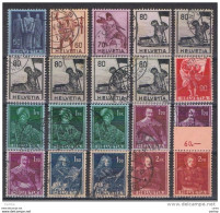 SVIZZERA:  1941  SERIE  STORICA  -  LOTTICINO  20  VAL. RIPETUTI  US. -  YV/TELL. 358/66 - Gebraucht