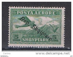 ALBANIA:  1927  P.A. SOPRASTAMPATO  -  5 Q. VERDE  S.G.  -  YV/TELL. 8 - Albanie