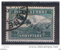 ALBANIA:  1927  P.A. SOPRASTAMPATO  -  50 Q. VERDE  GRIGIO  US. -  YV/TELL. 11 - Albanie