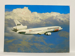 Flugzeuge Zivil SAS Scandinavian DC-10-30 , Aviation, Airplanes, Planes, USED SAS Postmarked 1990 Postcard - 1946-....: Moderne