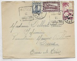 TUNISIE 30C+1FR20+4FR50 LETTRE DAGUIN CULTIVEZ LE TOURNESOL 1947 AGADIR - Storia Postale
