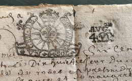 RARE - Document Notarié Avec Deux Cachets GBN De Montauban 1690 (sous Louis XIV) - ....-1700: Precursors