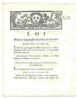DU PORT  L.F. - LOI RELATIVE A LA SUPPRESSION DES ORDRES DE CHEVALERIE - 1701-1800