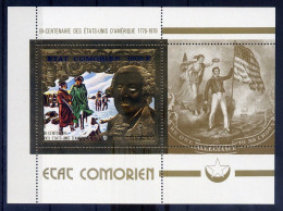 Comores Bloc Or Gold Bi-centenaire USA ** - Indépendance USA