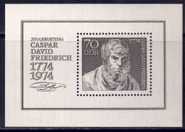 DDR 1974 - Caspar David Friedrich, Block 40, Postfrisch ** / MNH - 1971-1980