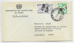 CONGO BELGE 5FR+ 6.50 INDEPENDANCE LETTRE COVER NATIONS UNIES LEOPVILLE 1960 TO BIT GENEVE SUISSE - Lettres & Documents