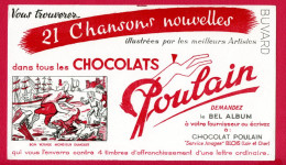 BUVARDS (Réf : BUV 040) CHOCOLATS POULAIN (21 Chansons Nouvelles) - Chocolade En Cacao