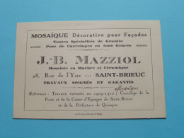 J.-B. MAZZIOL Mosaïste > Rue De L'YSER SAINT-BRIEUC ( Voir SCAN ) La FRANCE ! - Cartoncini Da Visita
